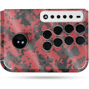 Glossy Glitter Gaming Skin Compatible with Hori Fighting Stick Mini (PS5, PS4, PC) - Red Modern Camo - Premium 3M Vinyl Protective Wrap Decal Cover - Easy to Apply | Crafted in The USA by MightySkins