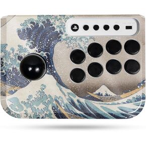 Glossy Glitter Gaming Skin Compatible with Hori Fighting Stick Mini (PS5, PS4, PC) - Great Wave of Kanagawa - Premium 3M Vinyl Protective Wrap Decal Cover | Crafted in The USA by MightySkins
