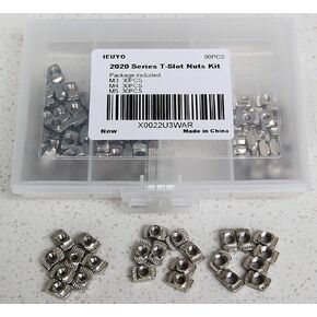 IEUYO 2020 3030 Series T Nuts, M3 M4 M5 M6 T Slot Nut Hammer Head Fastener Nut for Aluminum Profile Accessories, 120 Pcs/6Sizes