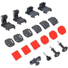 Fotoleey Helmet Sticky Mounts for GoPro - Flat + Curved Adhesive Mount+ 3 Way Pivot Arm, Compatible with GoPro Hero 12, Hero 11, Hero 10, Hero 9, Hero 8