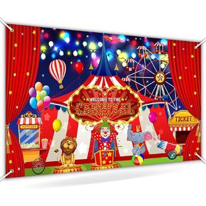 Avezano Circus Carnival Backdrop for Photography Welcome to The Carnival Banner Red Curtain Ferris Wheel Tent Carnival Theme Circus Party Decorations 70.8 x 43.3 Inch