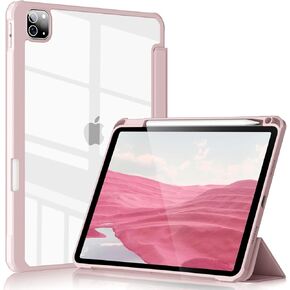 Kenke Case for iPad 11 Inch Pro 4th/3rd/2nd/1st Generation 2022/2021/2020/2018, Built-in Pencil Holder, Auto Wake/Sleep, Trifold Hybrid Slim Stand Smart Transparent Back Shell Cover - Black
