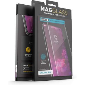 magglass Samsung Galaxy S10 Plus Tempered Glass Screen Protector w/In Screen Fingerprint Sensor - Anti Bubble UHD Clear Scratch Resistant Display Guard (Case Compatible) (S10+)