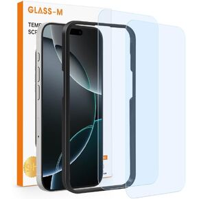 GLASS-M [2 Pack] Anti-Blue Light Screen Protector for iPhone 16 Pro, 9H Hardness Blue Light Blocking Tempered Glass, No Bubble Installation Anti Fingerprint