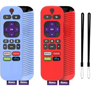 2Pcs Upgraded Protective Cover for TCL Roku TV Steaming Stick 3600R Remote Controller, WQNIDE Silicone Case Anti/Drop/Slip/Scratch/Dust,Universal Sleeve for RCAL7R/3921/3800/3810 (Blue+Glow Green)
