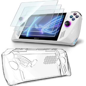 Screen Protector (3+1Pack) Compatible for ASUS ROG Ally Handheld 7 inch 2023,Tempered Glass Film Anti-Scratch High Definition and Clear TPU Handle Protective Cover