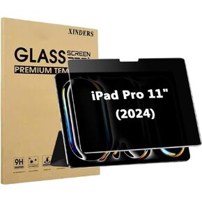 Privacy Screen Protector for iPad Pro11 Inch M4 2024, Anti-Spy 9H Tempered Glass, Anti-Scratch, Bubbles Free, Apple Pencil Compatible, 1 Pack