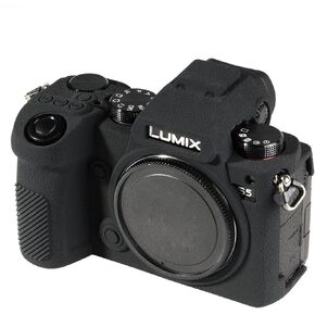 Camera Case for Panasonic Lumix S5 - Protective Silicone DSLR Skin Cover, Detachable Cage, Shockproof, Dustproof (Black)