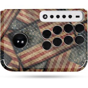 Carbon Fiber Gaming Skin Compatible with Hori Fighting Stick Mini (PS5, PS4, PC) - Vintage American - Premium 3M Vinyl Protective Wrap Decal Cover - Easy to Apply | Crafted in The USA by MightySkins
