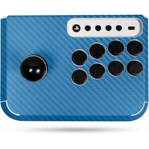 Carbon Fiber Gaming Skin Compatible with Hori Fighting Stick Mini (PS5, PS4, PC) - Solid Blue - Premium 3M Vinyl Protective Wrap Decal Cover - Easy to Apply | Crafted in The USA by MightySkins