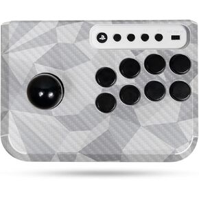 غلاف ألعاب من ألياف الكربون متوافق مع Hori Fighting Stick Mini (PS5، PS4، PC) - مضلع رمادي - غطاء لاصق واقٍ من الفينيل 3M ممتاز - سهل التطبيق | صُنع في الولايات المتحدة الأمريكية بواسطة MightySkins