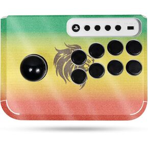 Glossy Glitter Gaming Skin Compatible with Hori Fighting Stick Mini (PS5, PS4, PC) - Rasta Lion - Premium 3M Vinyl Protective Wrap Decal Cover - Easy to Apply | Crafted in The USA by MightySkins