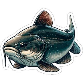 Catfish Sticker Travel Outdoors Decal Vinyl Small Waterproof for Water Bottle Mug Passport Book Scrapbook Notebook Laptop Tumbler Skateboard Computer Phone Size 4" Funny Gift ID44990