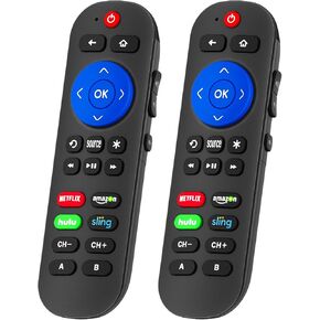 Remote Control for Roku Premiere Remote Replacement with 9 More Learning Keys - Programmable Remote Replacement for Roku Premiere+ Remote with Volume Key, 2 Pack (Not for Roku Stick)