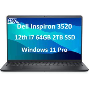 Dell Inspiron 15 15.6" Business Laptop (FHD 120Hz WVA Anti-Glare, Intel 10-Core i7-1255U, 64GB RAM, 2TB SSD), Numeric Keypad, Narrow-Bezel, 2024 Inspiron 3000 3520, Webcam, Wi-Fi 6, Win 11 Pro, Black