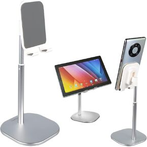 Cell Phone Stand, Height Angle Adjustable Phone Stand for Desk Tablet Stand Holder Compatible with iPad, iPhone, Android Smartphone, Nintendo Switch and More 4-10 inch Devices(Sliver).