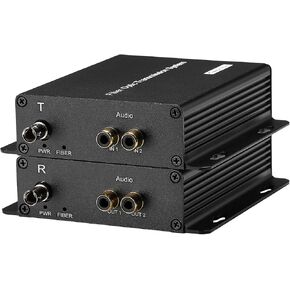 2 Port RCA Audio Over Fiber Optic Extenders, Unbalanced Analog Audio Fiber converters adapters,ST Optical Interface Singlemode Single Fiber up to 20Km Multimode 500m A Pair