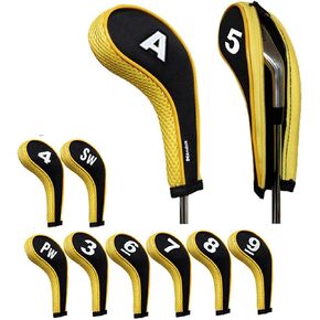 Andux Number Print Golf Iron Club Head Covers with Zipper Long Neck 10pcs/Set