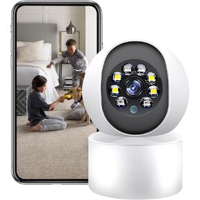 3MP WiFi Security Camera, Pet Cam Baby Monitor with 360° Pan/Tilt View 2-Way Talk, Motion Detection, Night Vision, Cloud & SD Card Storage for Home Elderly Dog Cat