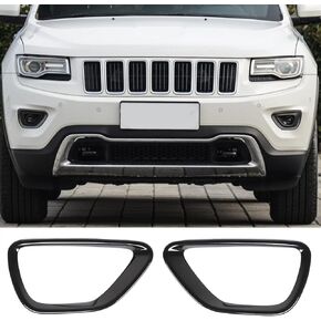 JeCar Front Fog Light Trim Cover Fog Lamp Bezel Exterior Accessories for Jeep Grand Cherokee 2014-2016, Carbon Fiber Finish