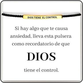 DIOS TIENE EL CONTROL La Pulsera Inspirational Bracelets for Women, Adjustable Christian Faith Handmade Letter Braided Stainless Steel Tube Bracelet