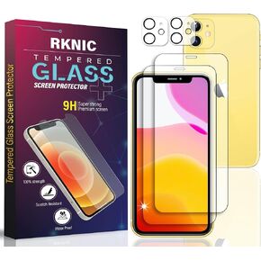 RKINC Screen Protector [2 + 2 Pack] for iPhone 12 6.1-Inch, Tempered Glass Film Screen Protector with 2 Camera lens Protector [LifetimeWarranty][Anti-Scratch][Anti-Shatter]