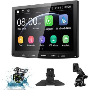 (Motorized) Y-METDRIVING 7 INCH Single Din Flip Out Touchscreen Car Stereo with Wired Apple Carplay & Android Auto,Screen Foldable Car Audio Receivers with Backup Camera,Support Bluetooth 5.0/FM/USB