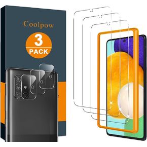 【 3+3 عبوات】Coolpow مصمم لهاتف Samsung Galaxy A71 5G واقي شاشة Samsung A71 5G واقي شاشة من الزجاج المقوى، أداة سهلة التثبيت 9H، فائقة الدقة، مقاومة للخدش، خالية من الفقاعات، صديقة للحافظة in Kuwait