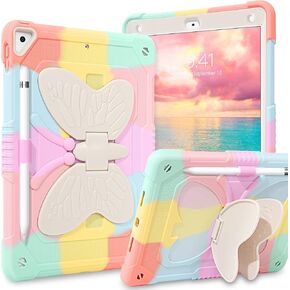 حافظة VENINGO iPad Air 2 & iPad 9.7 2017/2018 & iPad Pro 9.7، حافظة iPad الجيل الخامس/السادس، غطاء متين 2 في 1 كامل الجسم مقاوم للصدمات للفتيات والنساء مع حامل قلم، وردي ملون