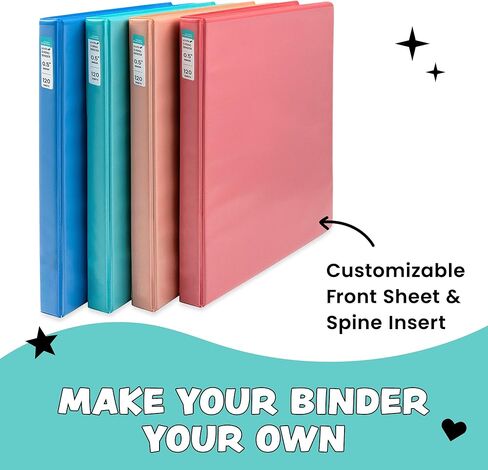 Yoobi 1 Inch Binder & 8-Tab Divider Set - 4 Pk of 3-Ring Binders with 2 Pockets, 4 Pk of Binder Organizer Tabs w/Blank Sticky Labels - Perfect for School or Office, Binders Hold up to 275 Sheets in Kuwait