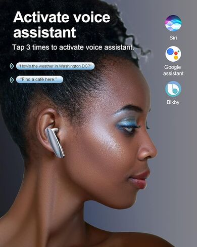 سماعات أذن بلوتوث ستيريو لاسلكية حقيقية مع علبة شحن، سماعات رأس ستيريو بلوتوث 5.0 داخل الأذن، ميكروفون مدمج، سماعات صوت ممتازة، صوت جهير عميق، صوت هاي فاي، أبيض رياضي in Kuwait