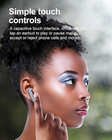 سماعات أذن بلوتوث ستيريو لاسلكية حقيقية مع علبة شحن، سماعات رأس ستيريو بلوتوث 5.0 داخل الأذن، ميكروفون مدمج، سماعات صوت ممتازة، صوت جهير عميق، صوت هاي فاي، أبيض رياضي in Kuwait