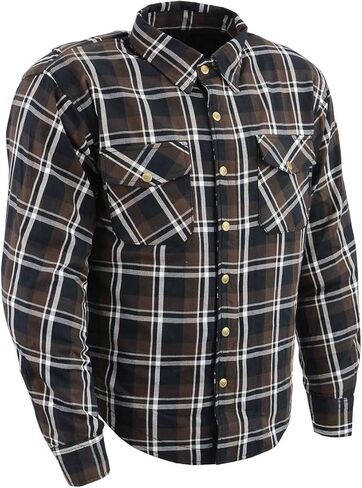 Milwaukee Leather Men's Plaid Flannel Biker Shirt with CE Approved Armor - Reinforced w/Aramid Fibers | MPM - Medium in Saudi Arabia