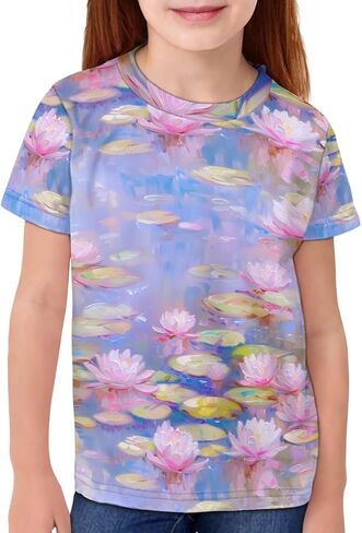 Girls Teens Pink Flamingo Printed Summer Short Sleeve T-Shirts Cute 3-16 Years in Saudi Arabia