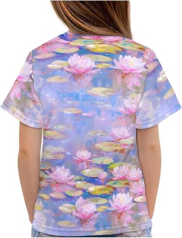 Girls Teens Pink Flamingo Printed Summer Short Sleeve T-Shirts Cute 3-16 Years in Saudi Arabia