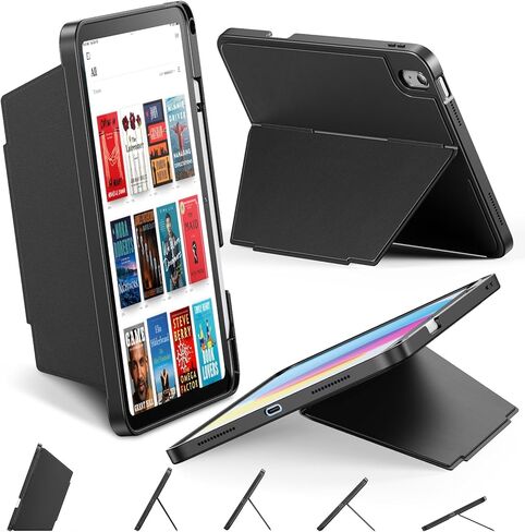 حافظة INFILAND لجهاز iPad الجيل العاشر (10.9 بوصة) مع حامل أقلام وحامل مرن - دعم رأسي وأفقي، حافظة واقية متينة رفيعة لجهاز Apple iPad الجيل العاشر، أسود in Kuwait