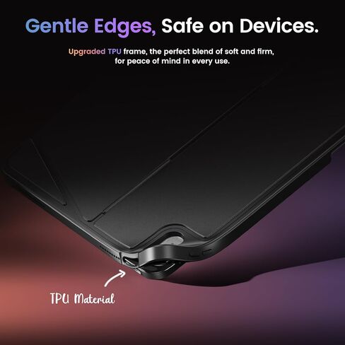 حافظة INFILAND لجهاز iPad الجيل العاشر (10.9 بوصة) مع حامل أقلام وحامل مرن - دعم رأسي وأفقي، حافظة واقية متينة رفيعة لجهاز Apple iPad الجيل العاشر، أسود in Kuwait