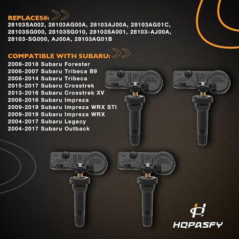 HQPASFY Tire Pressure Sensor 315MHz Tire Pressure Monitoring System Sensor TPMS 4PCS Compatible with 2008-2018 Subaru Forester Tribeca Impreza & More Replaces# 28103SA002, 28103AG00A in Saudi Arabia