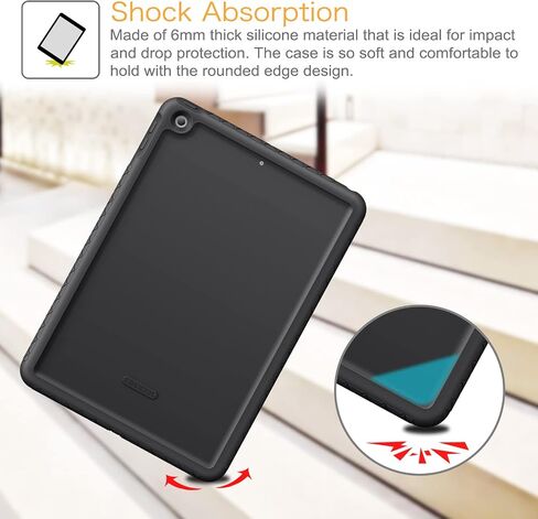حافظة Fintie لجهاز iPad الجيل التاسع (2021) / الجيل الثامن (2020) / الجيل السابع (2019) 10.2 بوصة - [درع قوي] غطاء سيليكون عالي التحمل مضاد للانزلاق ومقاوم للصدمات وصديق للأطفال للحماية من السقوط، أسود in Saudi Arabia