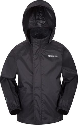Mountain Warehouse Kids Waterproof Pakka Jacket - Adjustable Hood Black 7-8 Years in Saudi Arabia