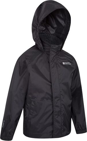 Mountain Warehouse Kids Waterproof Pakka Jacket - Adjustable Hood Black 7-8 Years in Saudi Arabia