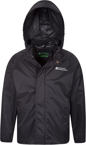 Mountain Warehouse Kids Waterproof Pakka Jacket - Adjustable Hood Black 7-8 Years in Saudi Arabia