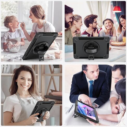 حافظة Miesherk لجهاز Lenovo Tab M10 Plus الجيل الثالث: حافظة مقاومة للصدمات من الدرجة العسكرية لجهاز Lenovo Tablet M10 Plus 10.6 بوصة TB-125F/TB-128F مع واقي شاشة - حزام يد/كتف دوار - أسود in Saudi Arabia