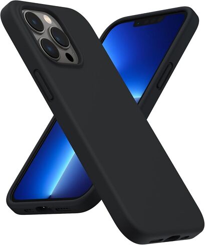 ORNARTO Shockproof Liquid Silicone Designed for iPhone 13 Pro Case Gel Rubber Comprehensive Protection Anti-Shock Cover Case Drop Protection 6.1inch-Midnight Black in Saudi Arabia