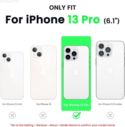 ORNARTO Shockproof Liquid Silicone Designed for iPhone 13 Pro Case Gel Rubber Comprehensive Protection Anti-Shock Cover Case Drop Protection 6.1inch-Midnight Black in Saudi Arabia