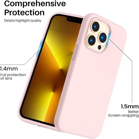 ORNARTO Shockproof Liquid Silicone Designed for iPhone 13 Pro Case Gel Rubber Comprehensive Protection Anti-Shock Cover Case Drop Protection 6.1inch-Midnight Black in Saudi Arabia
