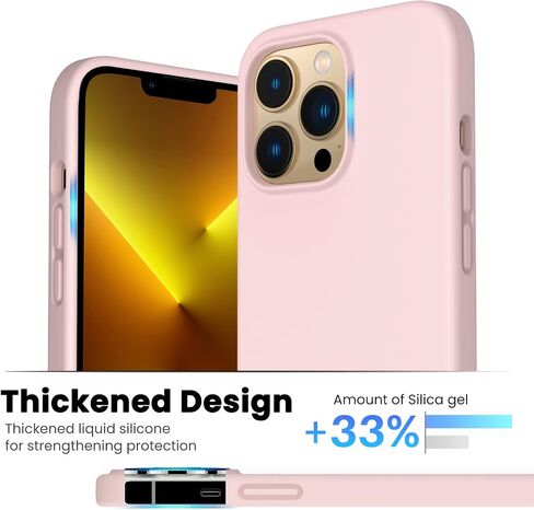 ORNARTO Shockproof Liquid Silicone Designed for iPhone 13 Pro Case Gel Rubber Comprehensive Protection Anti-Shock Cover Case Drop Protection 6.1inch-Midnight Black in Saudi Arabia
