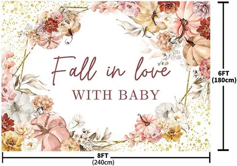 MEHOFOND Fall Pumpkin Baby Shower Decorations Backdrop Bohemian Floral Eucalyptus Maple Leaves Glitter Dots Autumn Fall in Love with Baby Party Supplies Photography Background Photo Booth Props(7x5ft) in Saudi Arabia