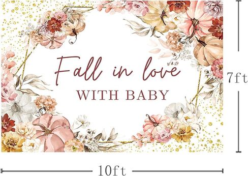 MEHOFOND Fall Pumpkin Baby Shower Decorations Backdrop Bohemian Floral Eucalyptus Maple Leaves Glitter Dots Autumn Fall in Love with Baby Party Supplies Photography Background Photo Booth Props(7x5ft) in Saudi Arabia