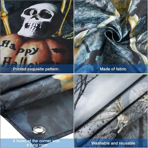 Blulu Halloween Skeleton Backdrop Supplies Photo Hole in Face Skull Photography Background Halloween Theme Party Birthday Party Photo Prop Backdrop for Door Decoration 70.9 x 35.4 Inch in Saudi Arabia
